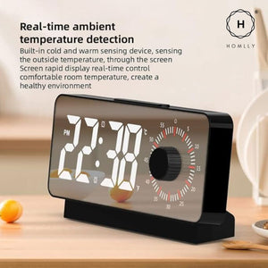 Homlly Mirror LED Digital Alarm Clock Rechargeable Temperature Date Countdown Table Clock Night Mode