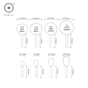 Homlly Gold Measuring Cups and Spoons (Set of 8pcs)