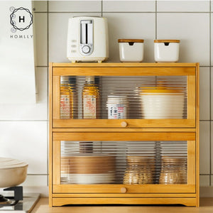 Homlly Kitchen Countertop Storage Mug Shelves Cupboard with Acrylic Door