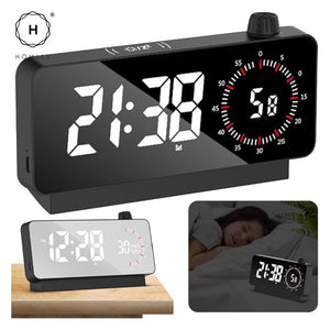 Homlly Mirror LED Digital Alarm Clock Rechargeable Temperature Date Countdown Table Clock Night Mode