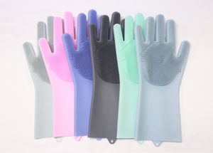 Homlly magic silicone gloves with wash scrubber (2 pairs)