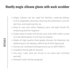 Homlly magic silicone gloves with wash scrubber (2 pairs)