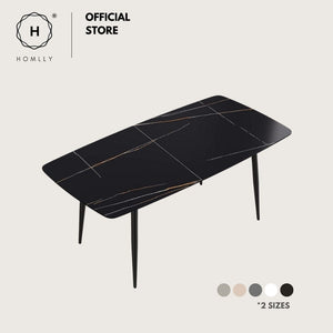 Homlly Otro Modern Dining Sintered Stone Table with Solid Carbon Steel Base Leg