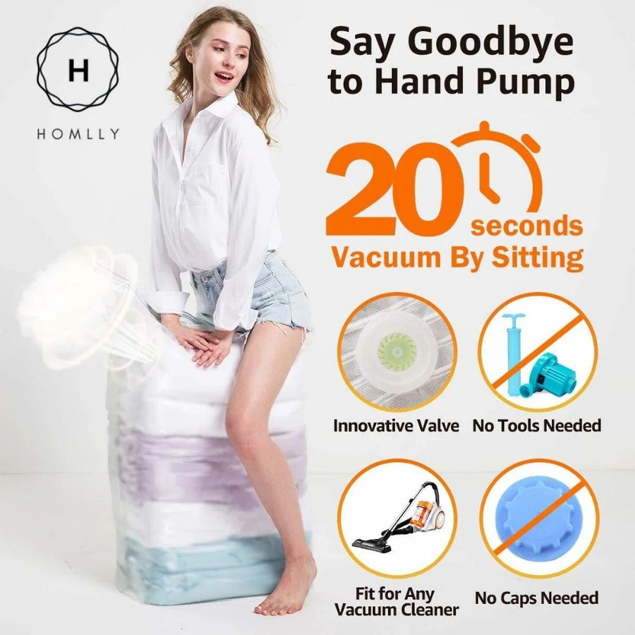 Homlly Travel Compression Storage Bag (No Pump Needed)