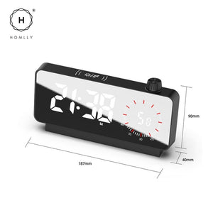 Homlly Mirror LED Digital Alarm Clock Rechargeable Temperature Date Countdown Table Clock Night Mode