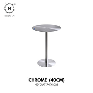 Homlly Tonii Stainless Steel Round Slim Table (40-70cm Diameter)