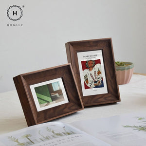Homlly Curved Teak Walnut Wood Pattern Picture Photo Frame Display