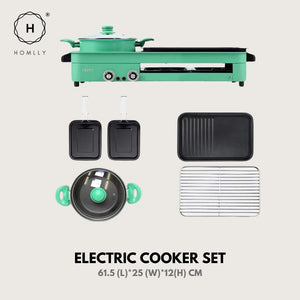 Homlly 2 in 1 Korean Electric Barbecue Pan Grill Hot Pot