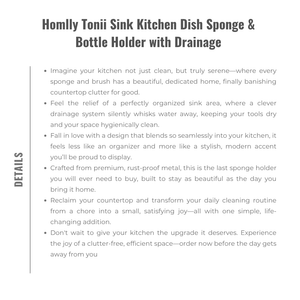 Homlly Tonii Sink Kitchen Sponge & Bottle Holder with Drainage