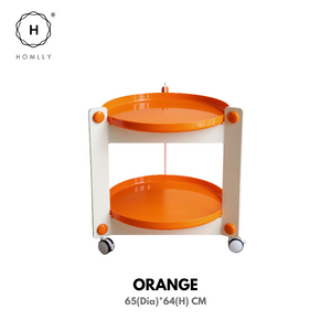 Homlly Lunii 2 Tiers Coffee Round Side Table With Rolling Wheels