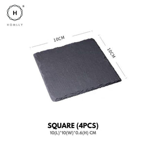 Homlly Slate Stone Drink Coasters (Set of 4pcs)