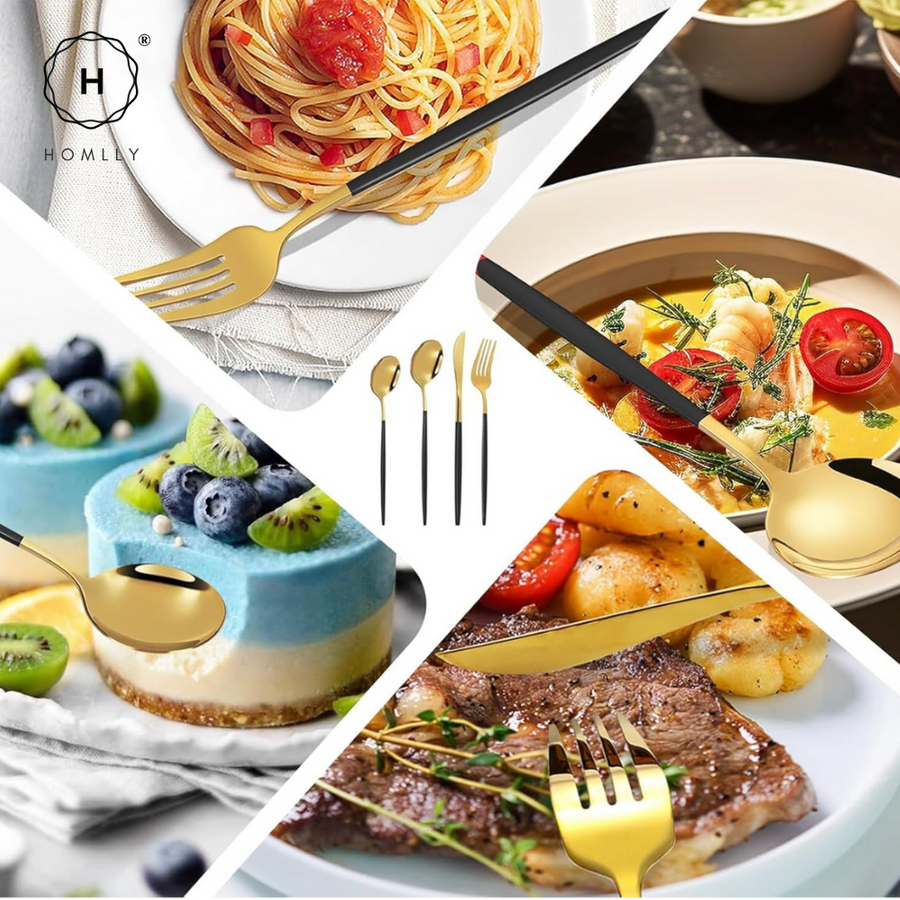 Homlly 24 Piece Stainless Steel Flatware Silverware Cutlery Set