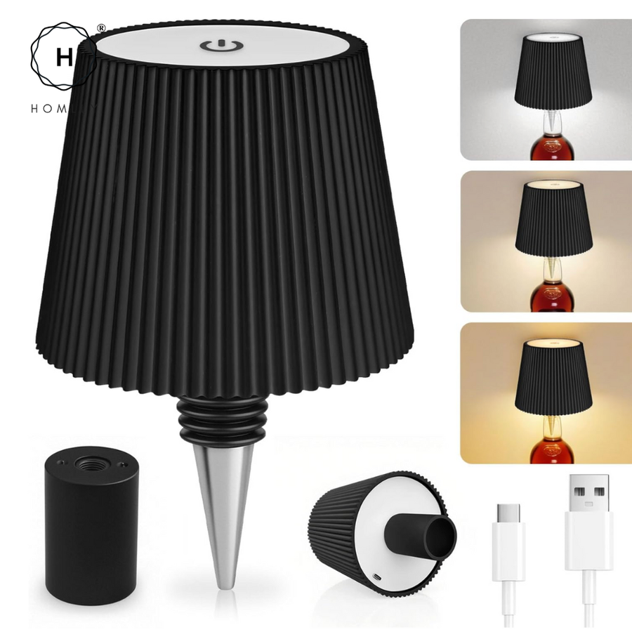 Homlly Touch Control 3 Colors RGB Stepless Dimmable LED Wireless Bottle Lamp Shade