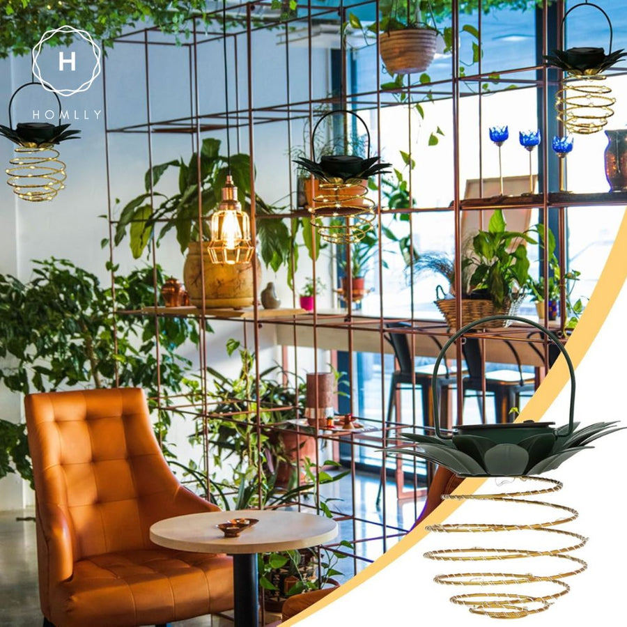 Homlly Solar Pineapple Spiral LED Lantern Lamp