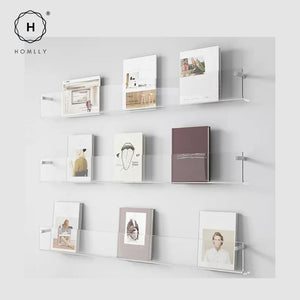 Homlly Nuii Clear Acrylic Wall Bookshelf Magazine Rack Holder