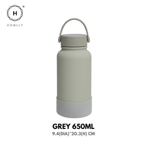 Homlly Ella Wide Mouth insulated water bottle with leakproof cap and bucket handle