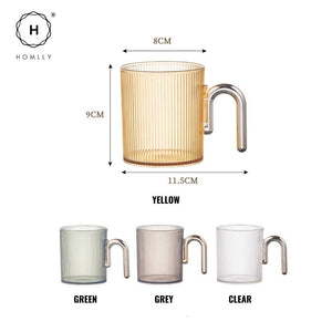 Homlly Lines PP Drinking Cup Mug with Comfortable Handle (400ml)