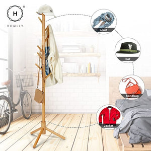 Homlly Ika Wooden Clothes Coat Rack