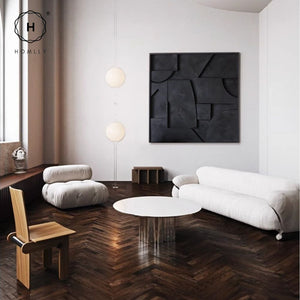 Homlly Black Osloo 3D Textured Framed Abstract Wall Art Painting