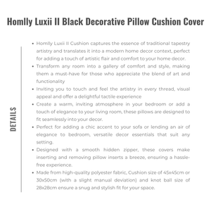 Homlly Luxii II Black Decorative Pillow Cushion Cover