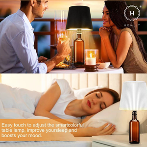 Homlly Touch Control 3 Colors RGB Stepless Dimmable LED Wireless Bottle Lamp Shade