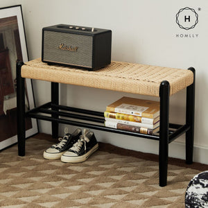 Homlly Ika Entryway Shoe Rack Bench with Rope Weaving Design (Various Length)