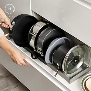 Homlly Adjustable Drawer Pan Lid Plate Pot Organizer Tray (7 Hooks) for Kitchen Cabinet Storage