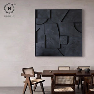 Homlly Black Osloo 3D Textured Framed Abstract Wall Art Painting