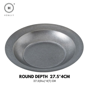 Homlly Tonii Flake Texture 304 Stainless Steel Dinner Salad Soup Plate