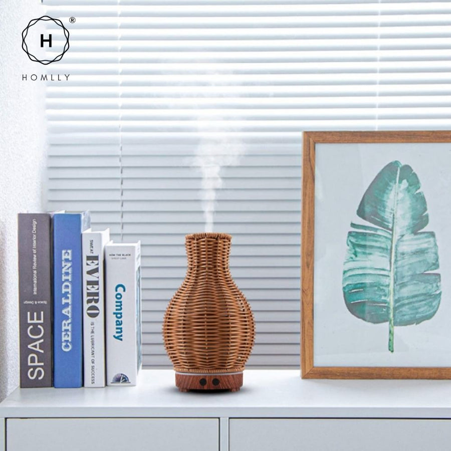 Homlly Rattan Essential Oil Diffuser Humidifier (200ml)
