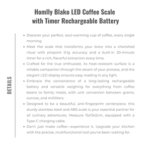 Homlly Blako LED Coffee Scale with Timer Rechargeable Battery