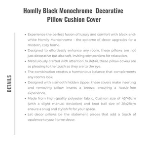 Homlly Black Monochrome  Decorative Pillow Cushion Cover