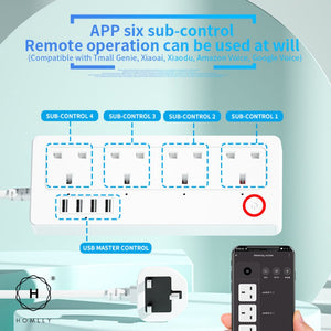 Homlly Smart WIFI Power Strip 4 AC Outlets  4 USB Ports