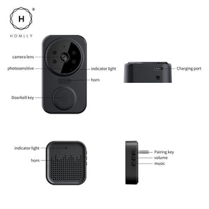 Homlly Smart TUYA Video Wireless Camera Doorbell with Chime Night Vision Cloud Storage