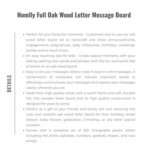 Homlly Full Oak Wood Letter Message Board