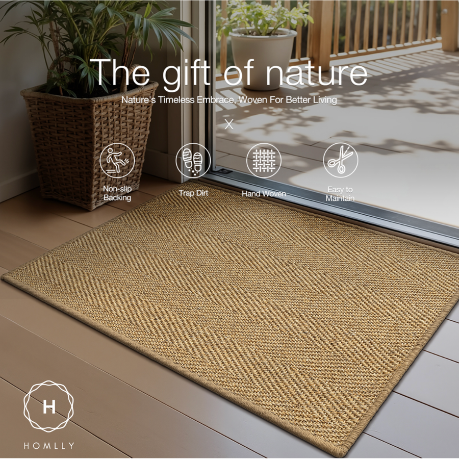 Homlly Sievee Jute Indoor outdoor Non Skid Absorbent Washable Door Rug Mat