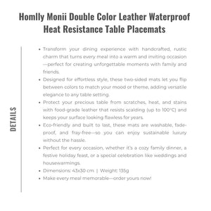 Homlly Monii Double Color Leather Waterproof Heat Resistance Table Placemats