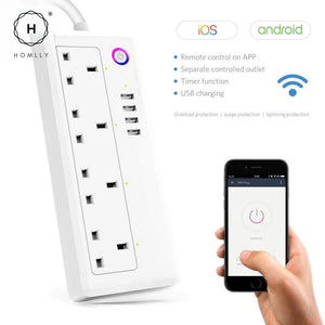 Homlly Smart WIFI Power Strip 4 AC Outlets  4 USB Ports