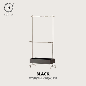 Homlly Unii Hanging Clothes Stainless Steel Rack Cart with Storage on wheels