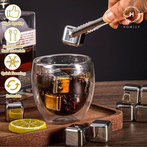 Homlly Reusable Stainless Steel Ice Cubes Chilling Stones