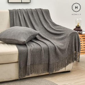 Homlly Ribbed Decorative Pillow Cushion Covers with Bed Runner Throw