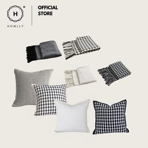 Homlly Houndstooth Decorative Pillow Cushion Covers with Bed Runner Throw