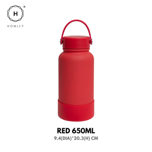 Homlly Ella Wide Mouth insulated water bottle with leakproof cap and bucket handle
