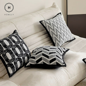 Homlly Monochrome Geotric Decorative Pillow Cushion Cover