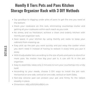 Homlly 8 Tiers Pots and Pans Kitchen Storage Organizer Rack with 3 DIY Methods