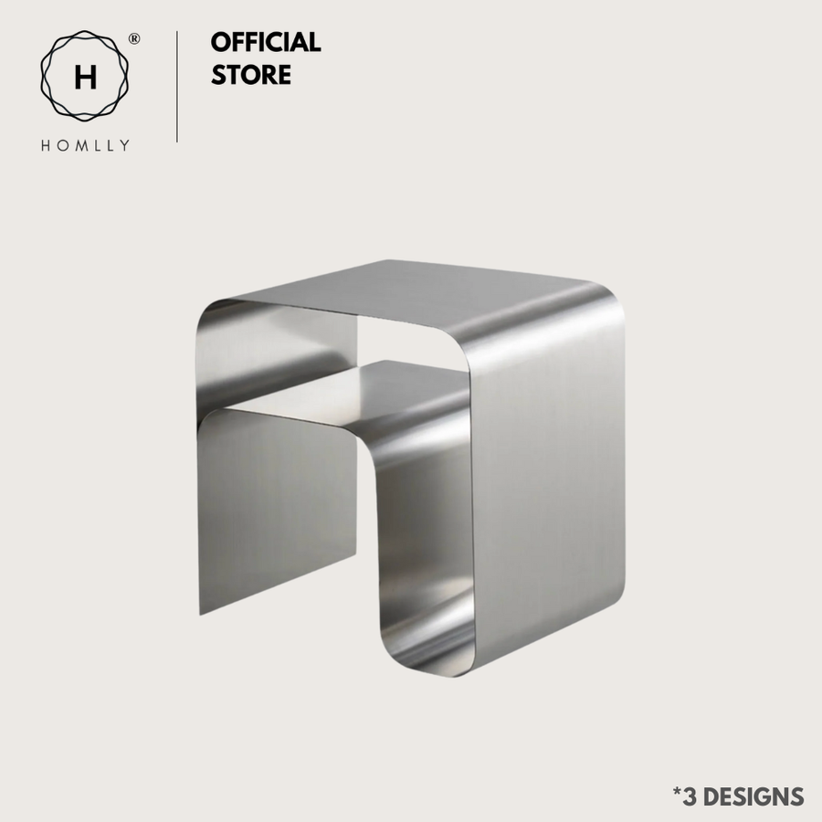 Homlly Tonii Minimalist Stainless Steel Coffee Bed Side Table