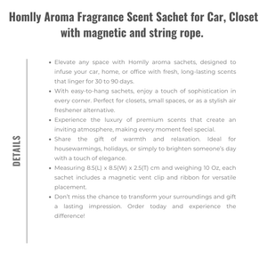 Homlly Aroma Scent Sachet for Car, Home & Office with magnetic vent clip and ribbon