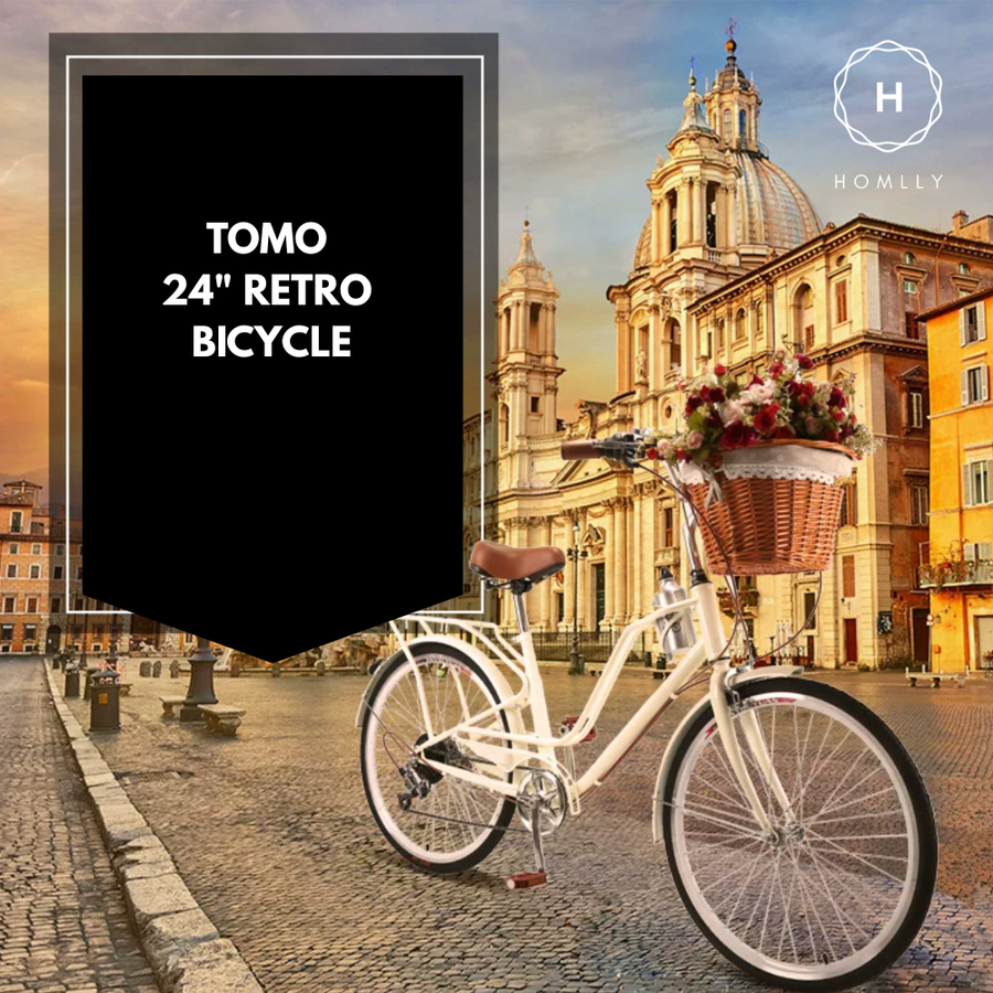 Homlly Tomo 24" Retro Vintage Bicycle (7 Speed Gear)