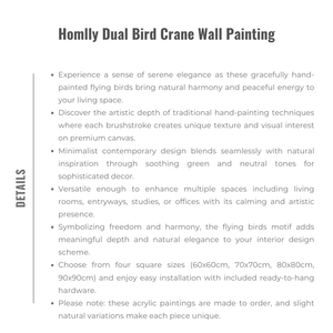 Homlly Dual Bird Crane Wall Painting