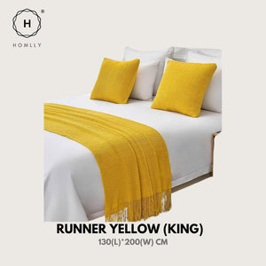 Homlly Ribbed Decorative Pillow Cushion Covers with Bed Runner Throw